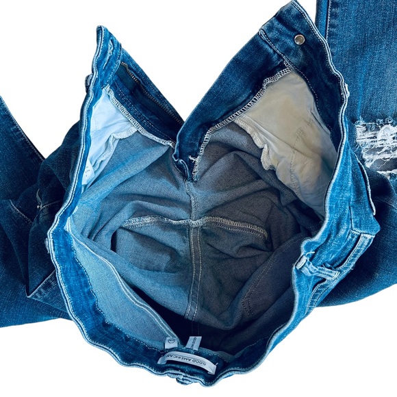 Good American Good Waist High Rise Stretch Distressed Skinny Ankle Jeans 28 - Picture 9 of 9